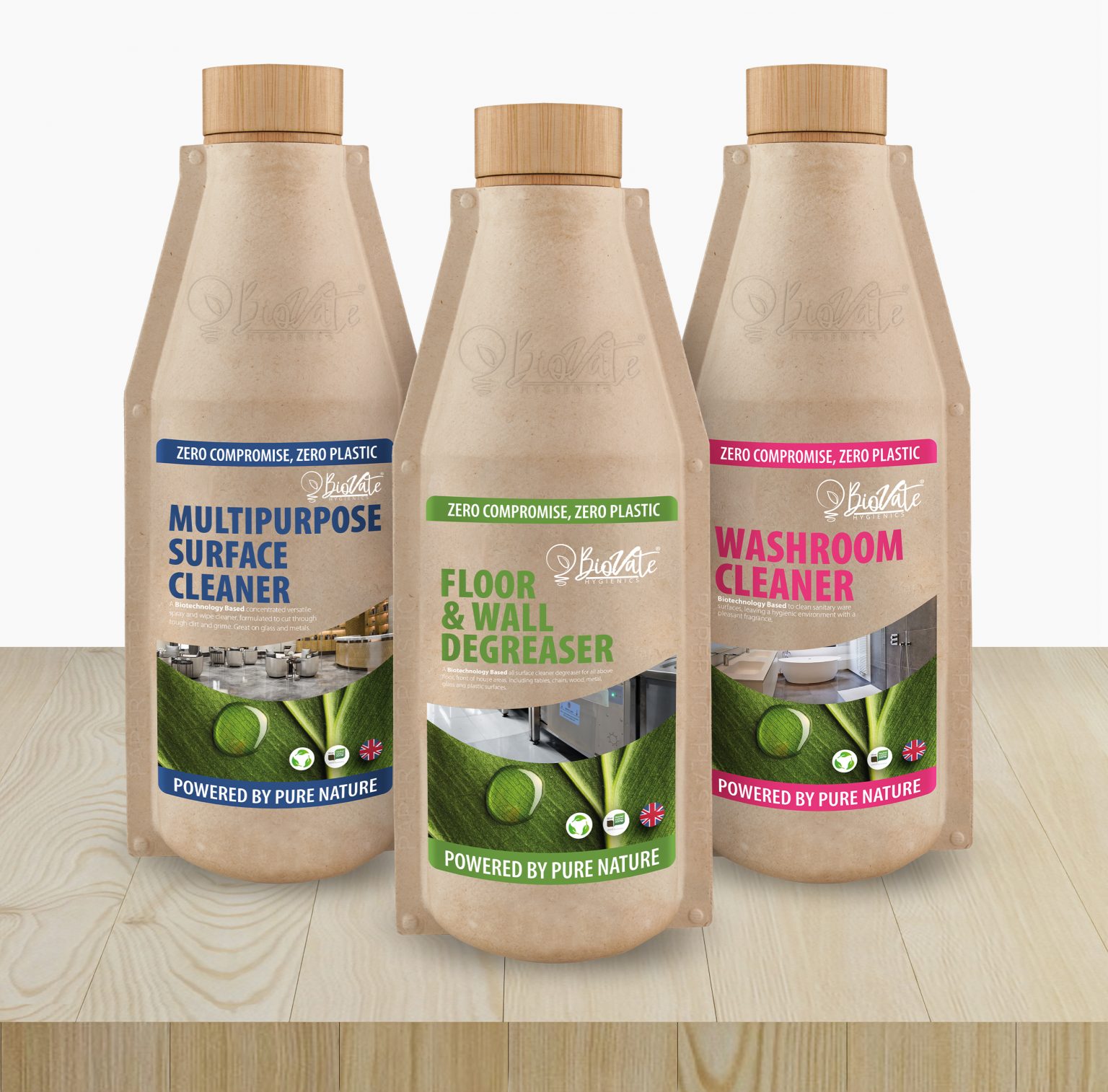 Biovate Hygienics launches ‘world first’ plastic free bottles for